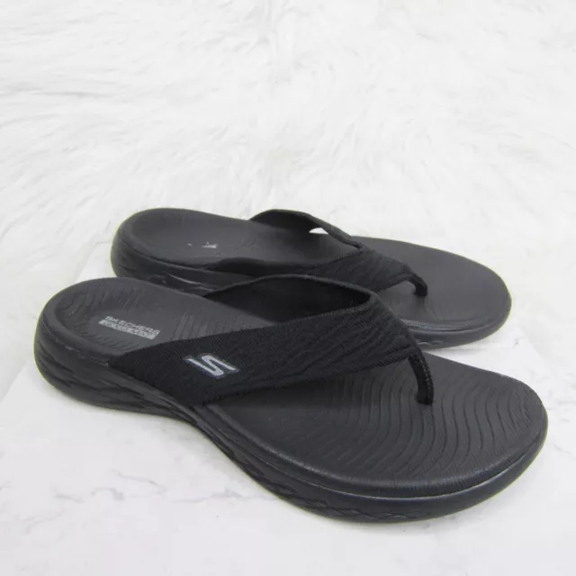 Skechers GOGA Mat Women's 8 Black Sandals Flip Flops Casual Sporty Thongs 140037