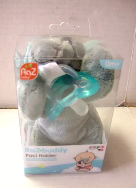 Raz-Buddy Paci Holder With Jollypop Pacificer, Green Triceratops Theme,Brand New