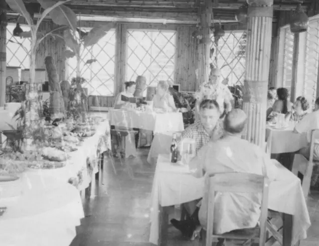 5C Photograph Polaroid Tiki Hawaiian Restaurant Candid Snapshot 1960-70's Buffet