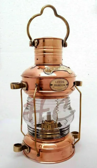 Kupfer antike Anker Öllampe Leeds Lantern Nautical Ship Lantern Lampe 2
