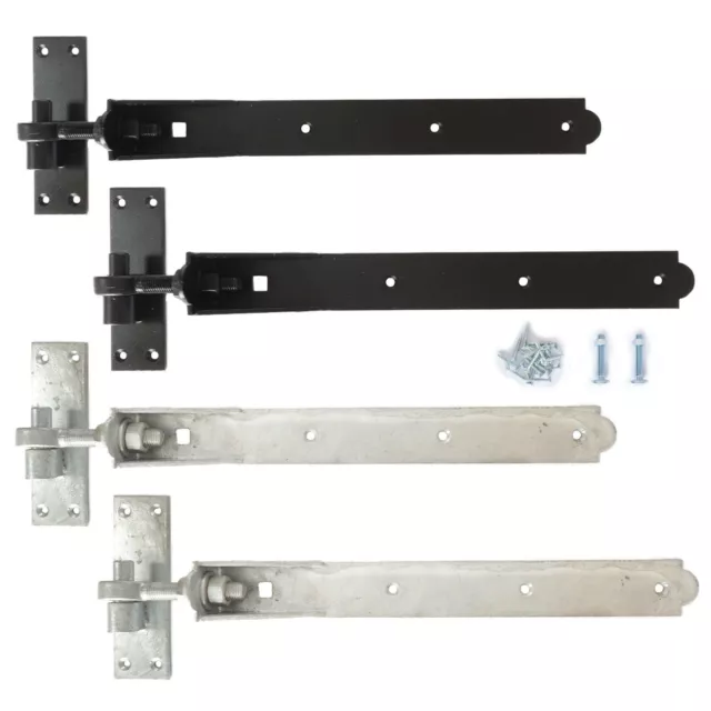 Adjustable Gate Hinges Heavy Duty Hook and Band Garden Shed Door in Galv & Black