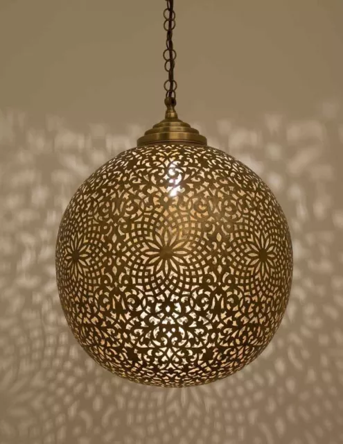 Moroccan Chandelier Pendant Light Brass Rose Desert Antique Lamp Hanging Vintage