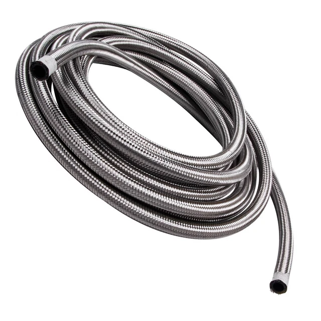 8AN Stainless Steel Braided Fuel / Oil Line Hose AN8 Silver 20 Feet/6M 20ft