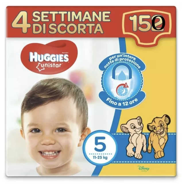 Huggies Pannolini Unistar Taglia 5 Pacco Mega Scorta 150 Pannolini