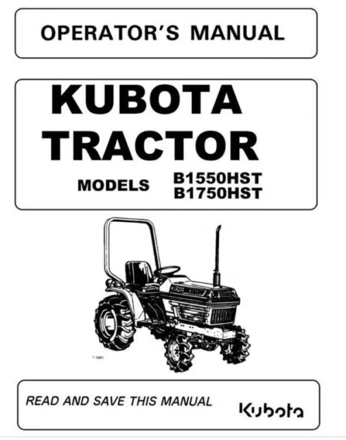 Kubota B1550HST B1750HST Operators Maintenance Manual