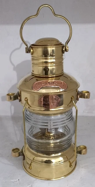 Laterne Bootslampe Licht Messing Anker Öllampe Nautisch Maritimes Schiff 14...