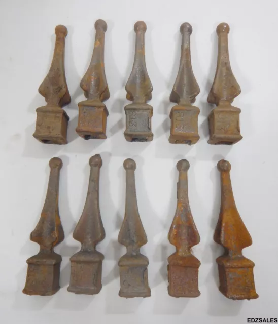 10 Vintage Cast Wrought Iron Gate Fence Post Top Topper Spike Finials