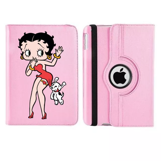 Betty Boop and Dog Personalised Rotating Case Cover for ALL Apple iPad tablets