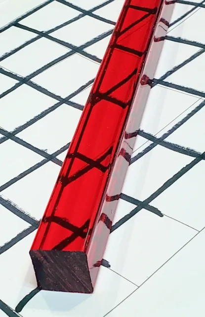 3/4” x 3/4" x 12" INCH SQUARE CLEAR RED ACRYLIC TRANSLUCENT ROD AQUARIUM SAFE!