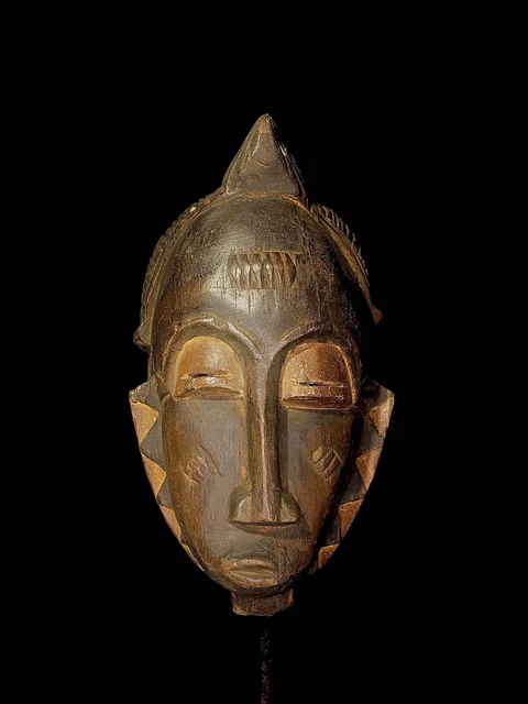 Vintage African wooden masks, hand-carved by tribes, serve as unique wall -5216