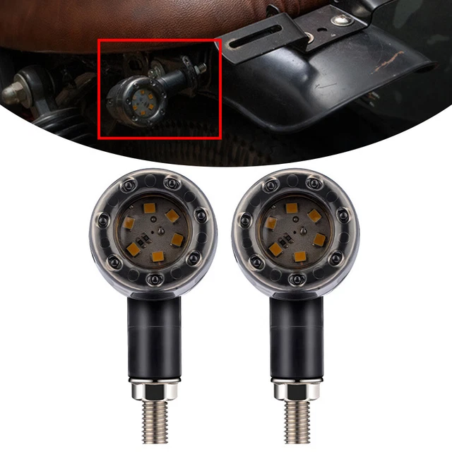 2pcs Bullet LED Brake Running Turn Signal Tail Light For Harley Cafe Racer