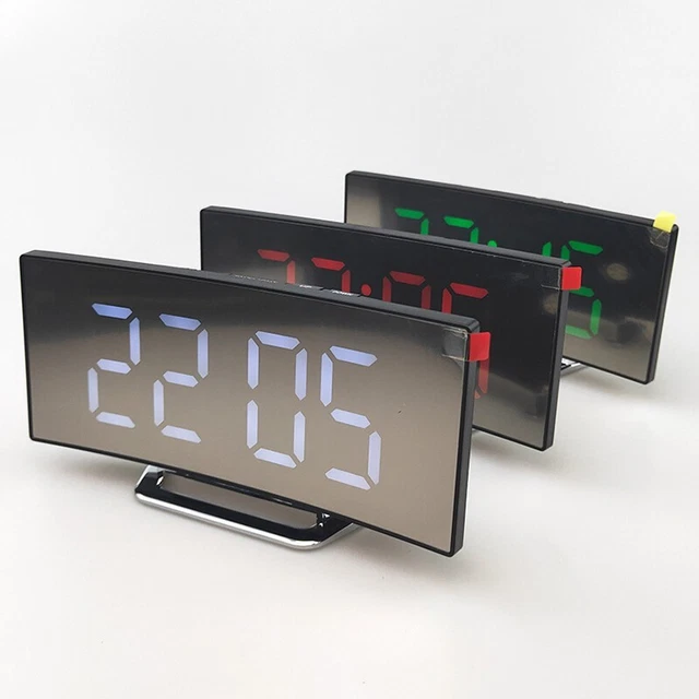 Display Alarm Clock Mirror Time Snooze Quiet Home Bedroom Desk Decoration