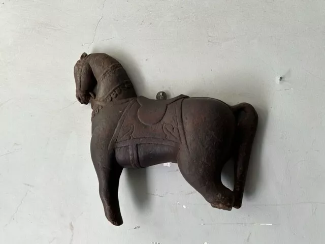 Raro Originale Vecchio Vintage Mano Intagliati IN Legno Cavallo da Parete Figura 3