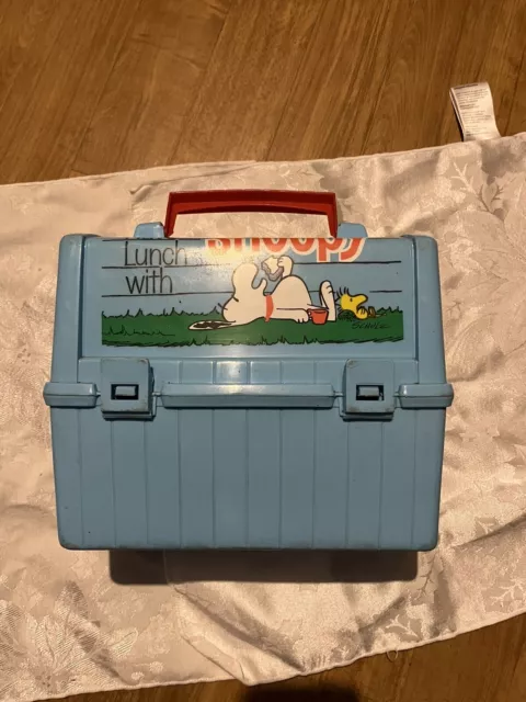 Vintage Snoopy Plastic Lunch Box Have Lunch With Snoopy Blue No Thermos