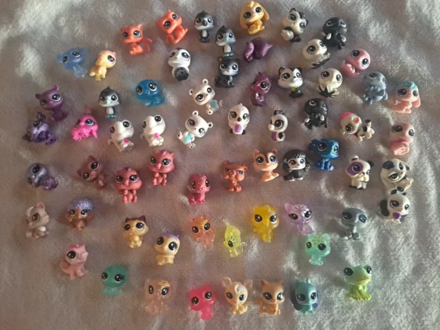 Littlest pet shop (lps) Teensies 63 Pc Lot Dog Cat Elephant Frog