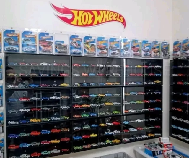 Display Case For Hot Wheels 1:64 Scale 24 Diecast Toy Cars Wall Cabinet BNIB