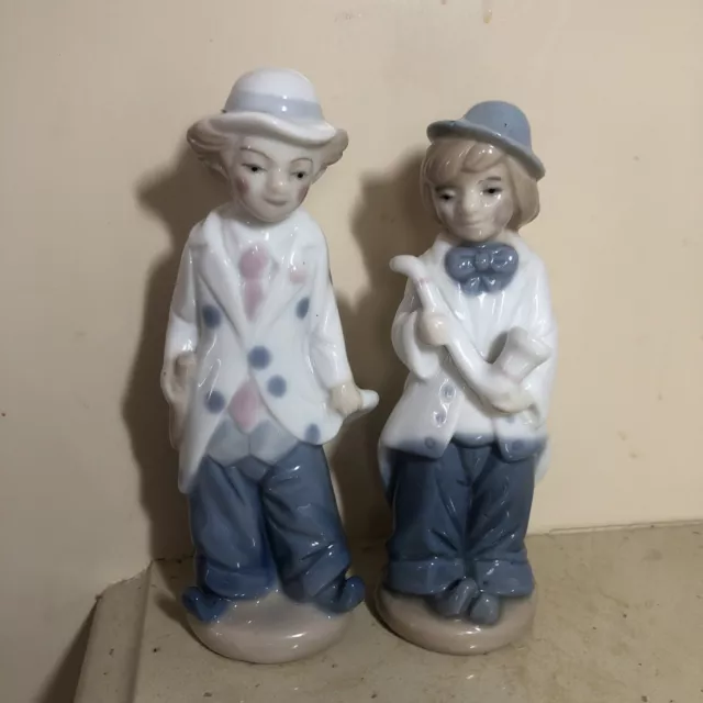 2 Formalities By Baum Brothers Clowns With Sax  Violin Porcelain Figurines