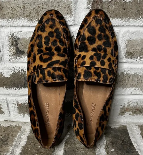 Madewell Frances 8.5 Leopard Print Calf Hair Skimmer Loafer Slip On Flats Shoes