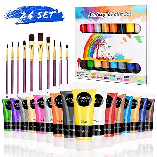 RATEL Peinture Acrylique 26 Kit de Peinture Acrylique Comprenant 16 x 75 ml d...