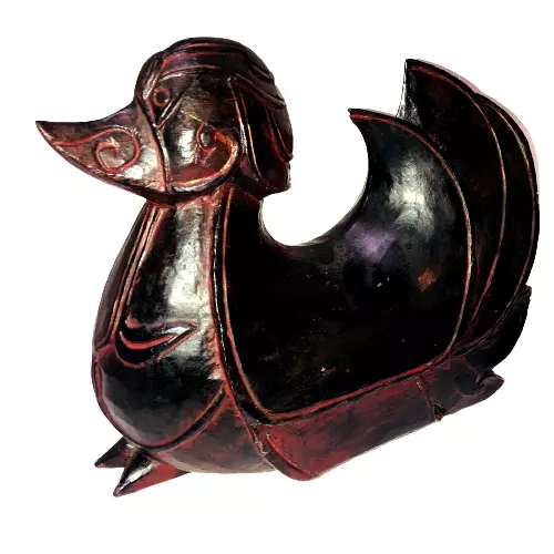 Hand Carved Lacquered Wood Hen Antique Duck Decoy 8lb Solid Wood Fireplace Decor