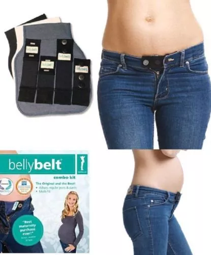 Maternity Belly Belt 7 Pc Combo Kit Cotton Blk Pregnancy Extender - Pant & Jean