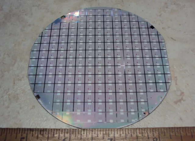 MOSFET's 4 inch Silicon Wafer over 100+ HiPowered Mosfets Gold backed 1980's WOW