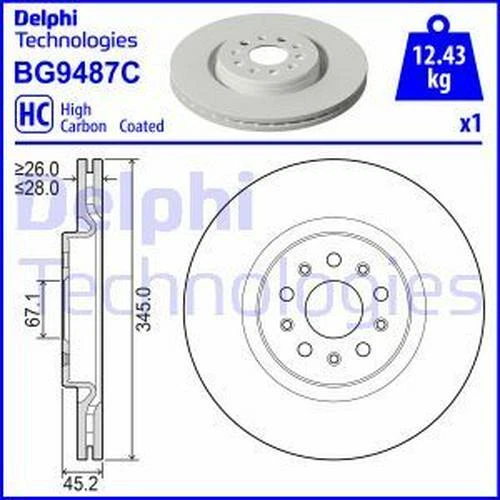 2x DELPHI Disco freno Dischi freno BG9487C per MASERATI per GHIBLI III (M157)
