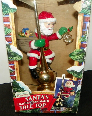 MR CHRISTMAS ~SANTA'S Lighted Animated Tree Top/Topper - Never Removed