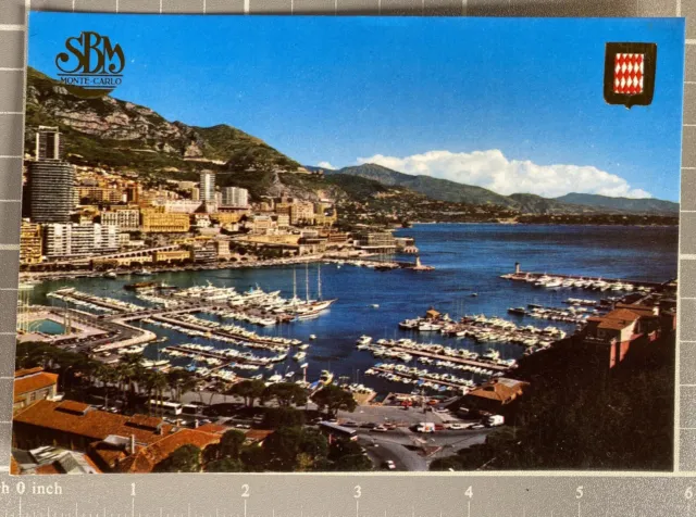 Principaute De Monaco Vue Du Port Et De Mante-Carlo Vintage Postcard 70s 80s