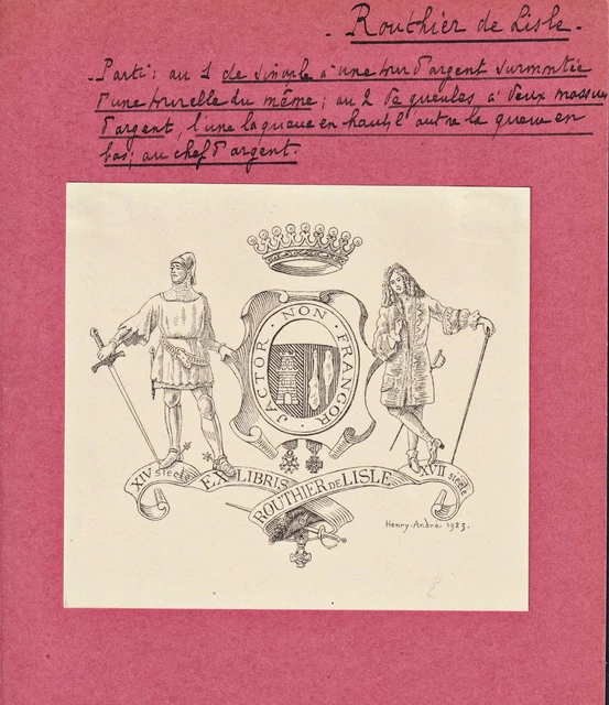 Ex-Libris Gourio De Lannoster Bretagne - Blason Armorial, Imprimé Ancien