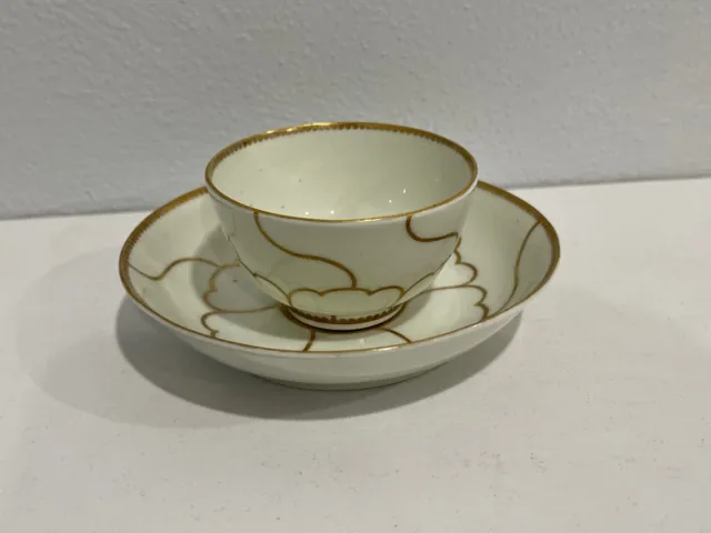 Antique 18th / 19th Century Worcester Porcelain Tea Cup / Bowl & Saucer Gold Dec