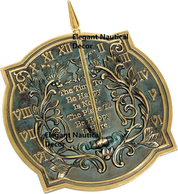 Rome 2303 Happiness Sundial, Solid Brass with Verdigris Highlights, 10-Inch Diam