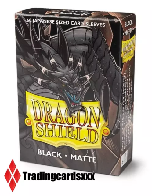 ♦Yu-Gi-Oh!♦ 60 Protective Cards/Sleeves SMALL Dragon Shield Matte - Black (Black)