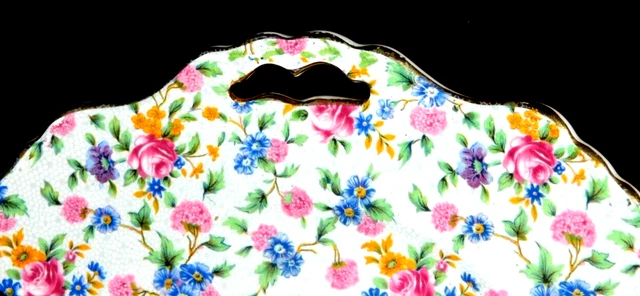 Royal Winton, Grimwades,  Old Cottage Chintz, Square Handled Cake Plate, Nm Cond 2
