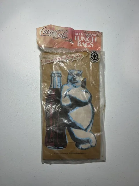 1998 Coca-Cola Paper Lunch Bags Polar Bear Recycled Brown