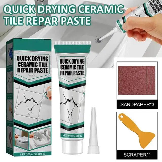 Ceramic Glue Adhesive Tile Repair Paste Kit with Free Scraper