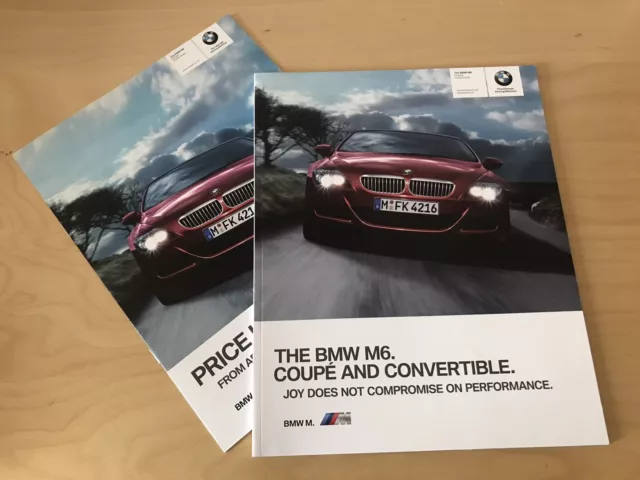 Bmw M6 Coupe & Convertible Uk Sales Brochure & Price List 2010 - Rare -Brand New