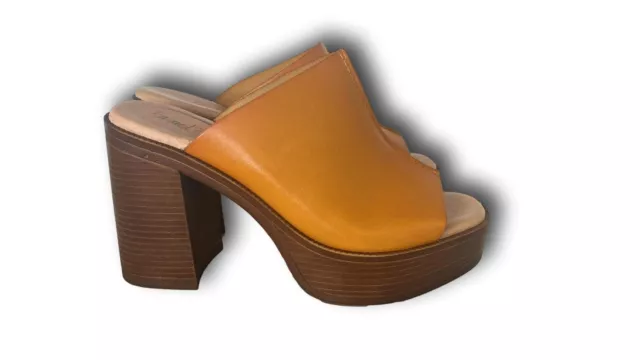 RAQUEL PEREZ Sanskrit Sandales Femmes Sabot Avec Talon Véritable Cuir Jaune 3