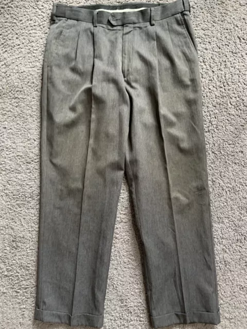 Perry Ellis Portfolio Pleated Front Dress Pant Size 34x30 Cuffed Gray Nice