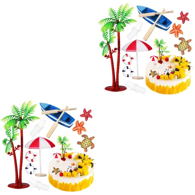 20 pz decorazioni torta a tema spiaggia oceano palma barca ombrellone torta