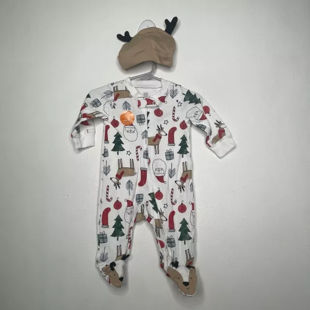 carters 2 pc set ￼Christmas coverall footie baby size 3 months long sleeve nwot