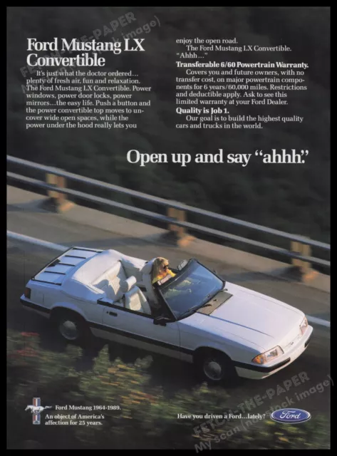 FORD MUSTANG LX Convertible Car 1980s Print Advertisement Ad 1989 Road ...
