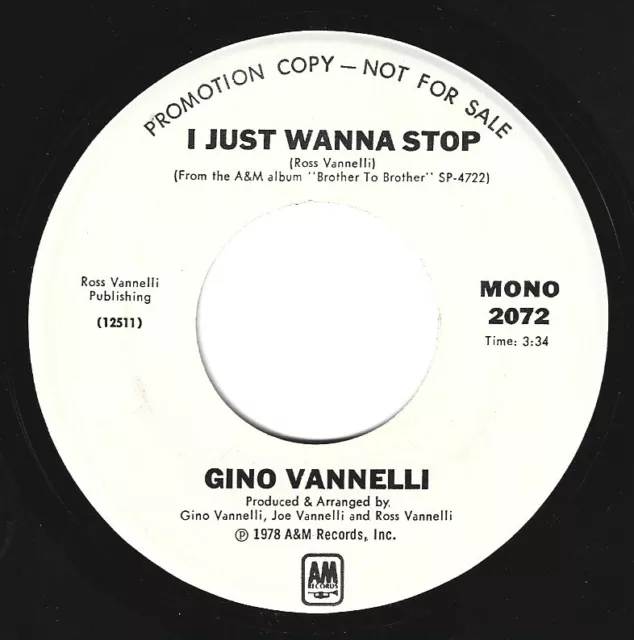 GINO VANNELLI I Just Wanna Stop 45 MONO / STEREO PROMO 1978 US A&M NM