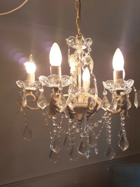 Ceiling light crystal chandelier antique white frame