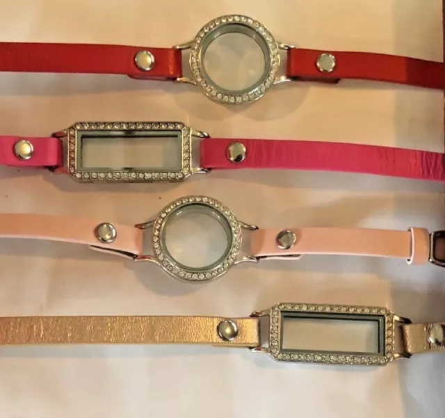 Origami Owl Valentine Leather Wrap Bracelets w/ Lockets Free Shipping
