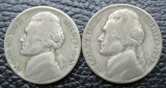Silver War Nickels, 1943 S, 1944 D