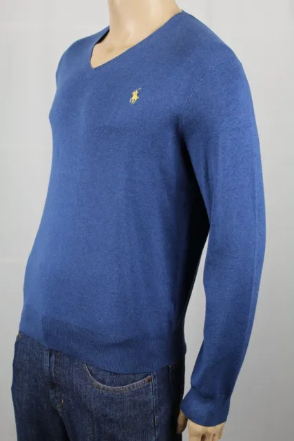 Polo Ralph Lauren Blue Pima Cotton Sweater Yellow Pony NWT