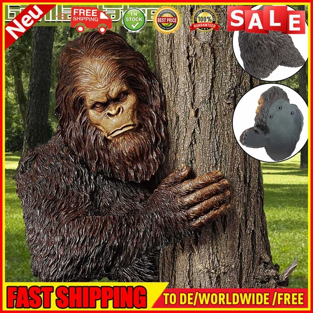 Resin Gorilla Sculpture Garden Animal Figurine Ornament Tree Trunk Statue Decor