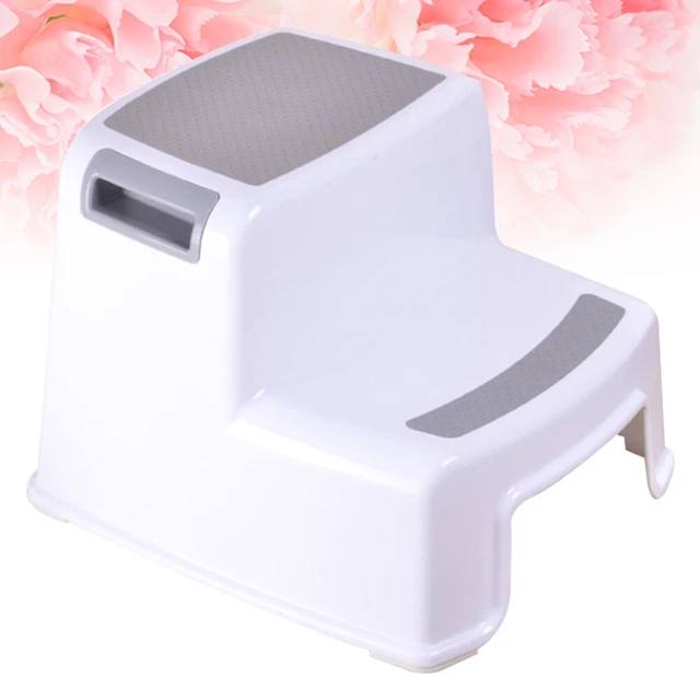 Sgabello Per WC Antiscivolo 35x25x15 Cm – Design A C, Per Bambini E Adulti, In Gomma E PP (Grigio)