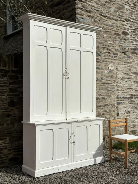 Very Tall 2.4m Antique Pine Painted Larder Cupboard Country House
